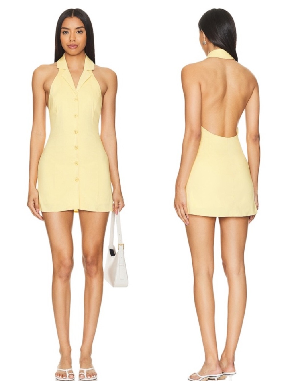 NEW SNDYS Button Down Mini Dress in Yellow